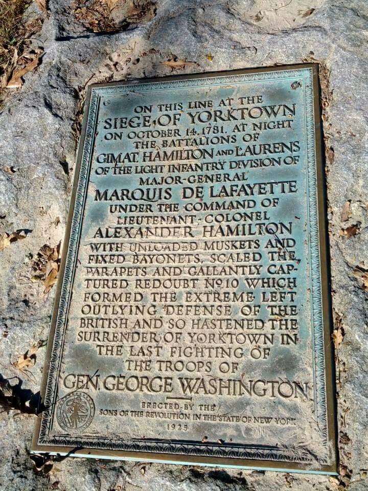 Yorktown battlefield plaque